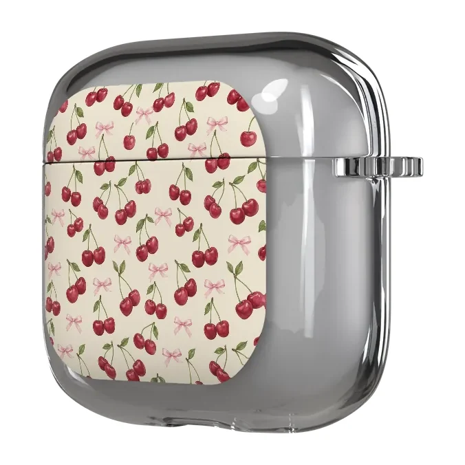 Cherry Bow Toss Soft case for AirPods 4, side view