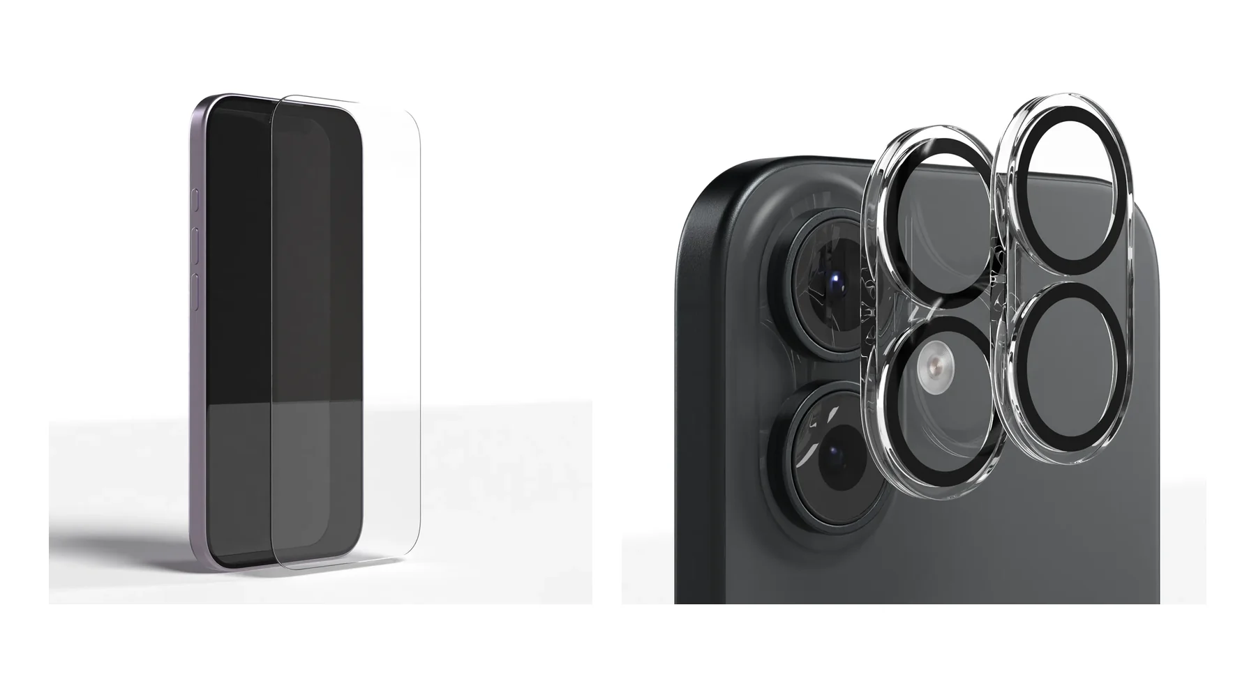 Tempered glass screen protector and camera protector for iPhone
