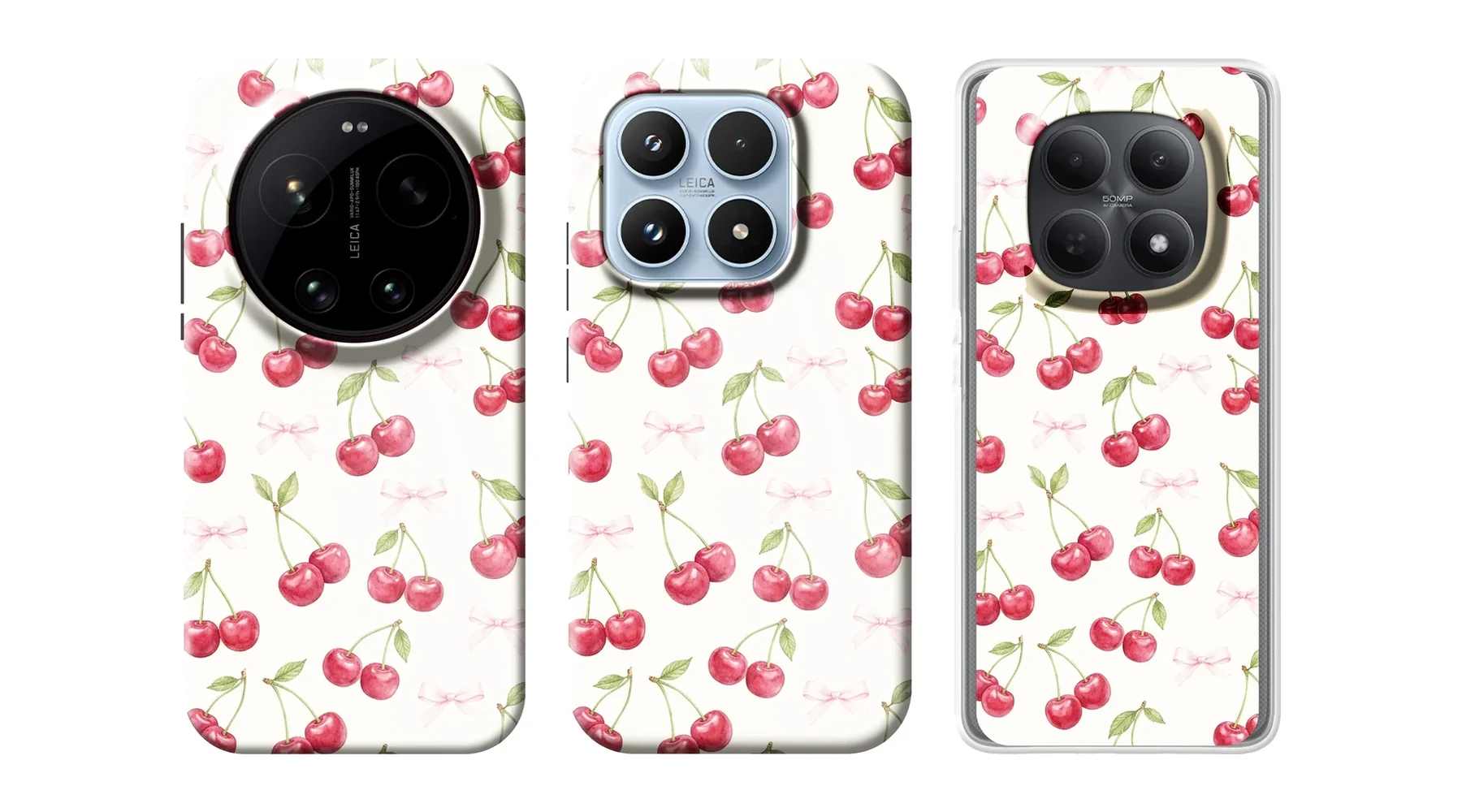 Cherry Bow Toss cases for Xiaomi 17 Ultra, Xiaomi 17 and Redmi Note 15