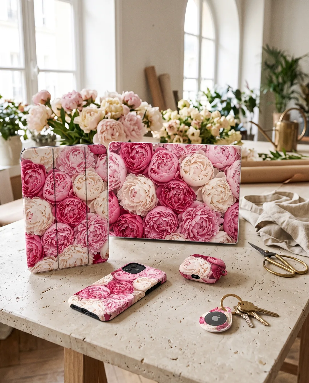 Styling-Foto der Hülle Peony case